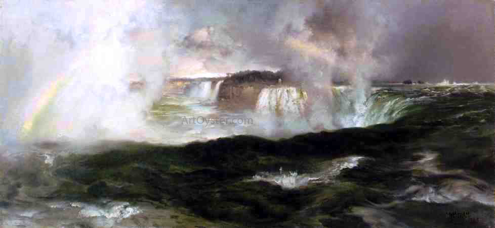  Thomas Moran Looking over Niagara Falls - Hand Painted Oil Painting