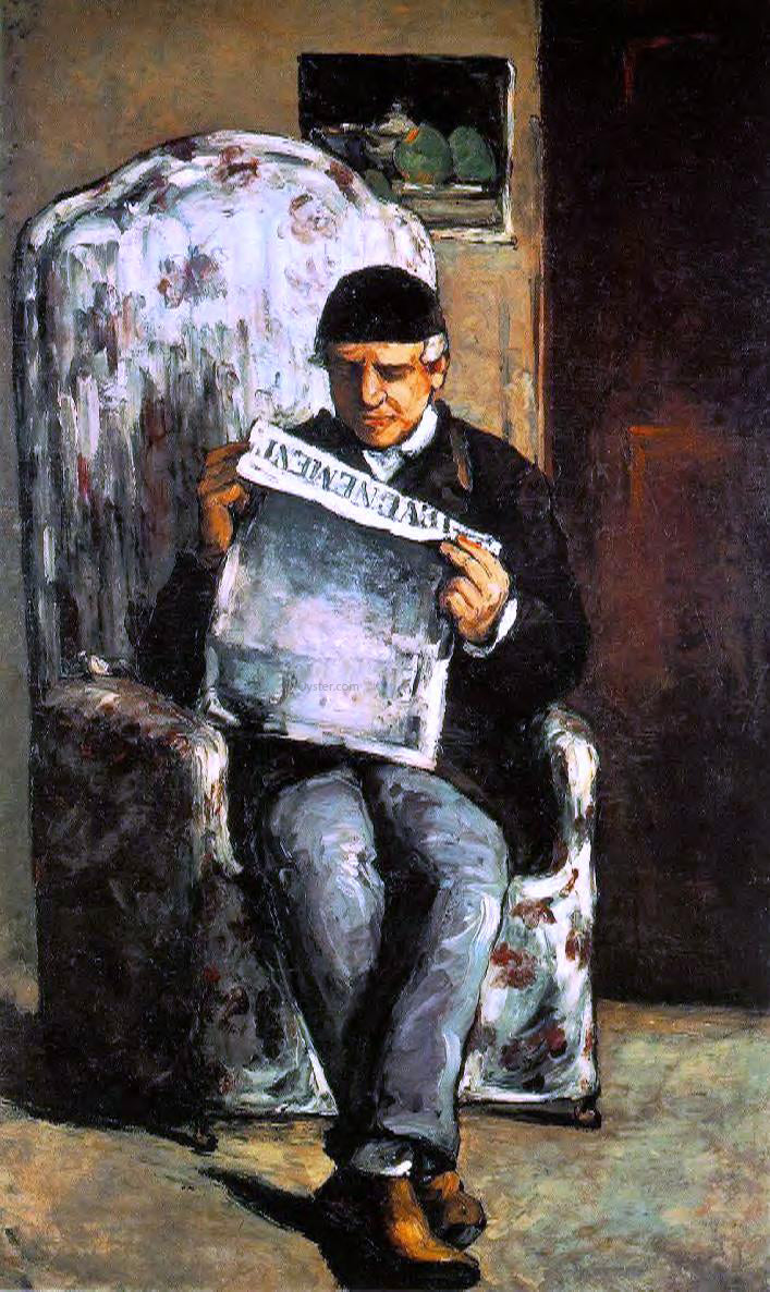  Paul Cezanne Louis-Auguste Cezanne, Father of the Artist, Reading 'l'Evenement' - Hand Painted Oil Painting
