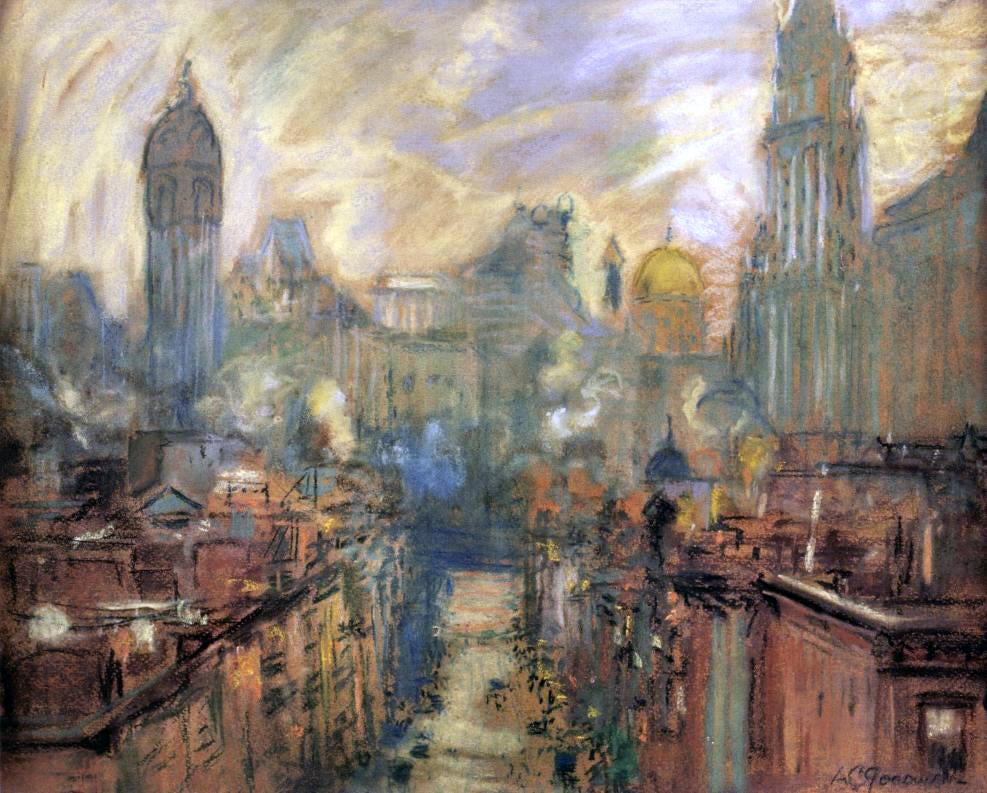  Arthur Clifton Goodwin Lower New York from Manhattan Bridge - Hand Painted Oil Painting
