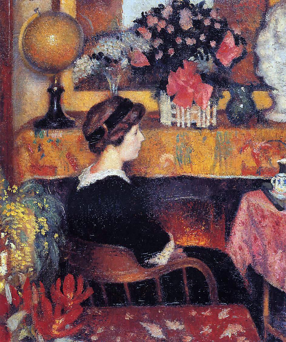  Georges Lemmen Madame Lemmen in a Flowery Interior - Hand Painted Oil Painting