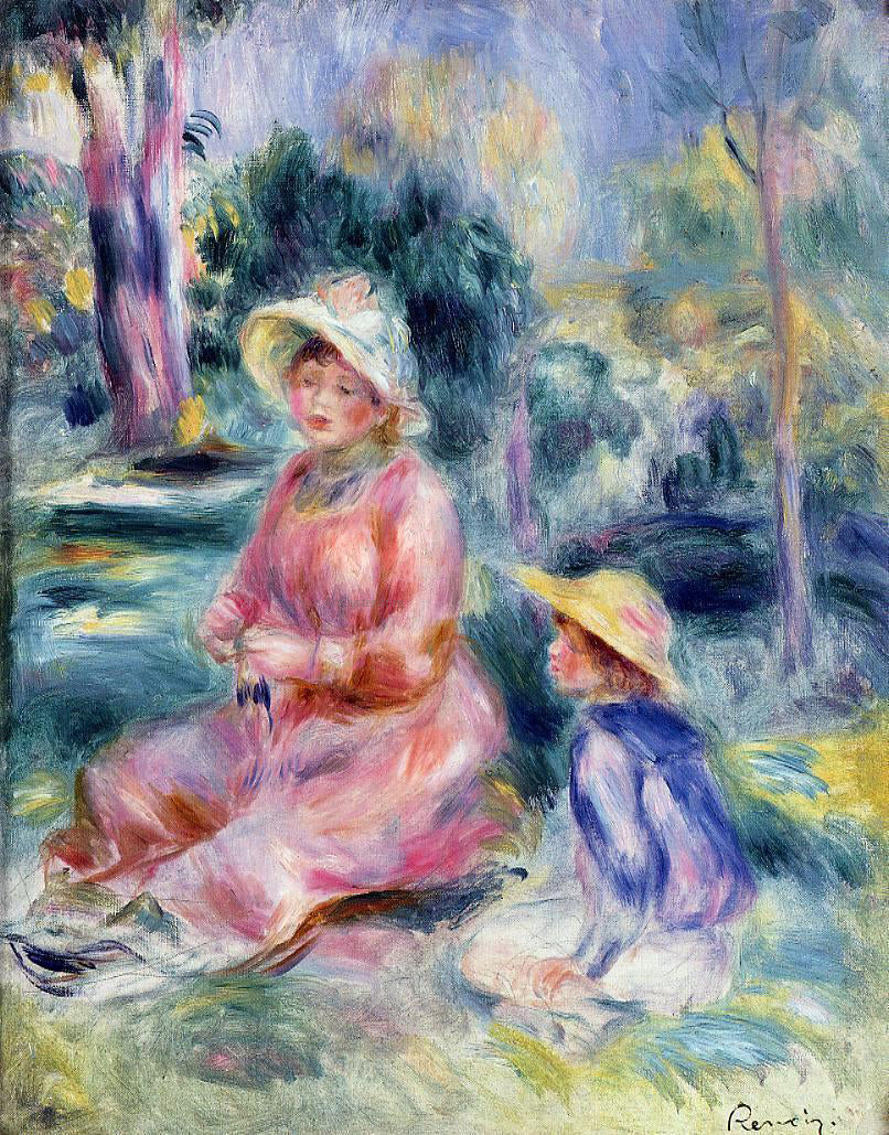  Pierre Auguste Renoir Madame Renoir and Her Son Pierre - Hand Painted Oil Painting