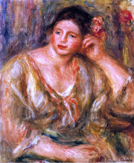  Pierre Auguste Renoir Madeleine Leaning on Her Elbow with Flowers in Her Hair - Hand Painted Oil Painting