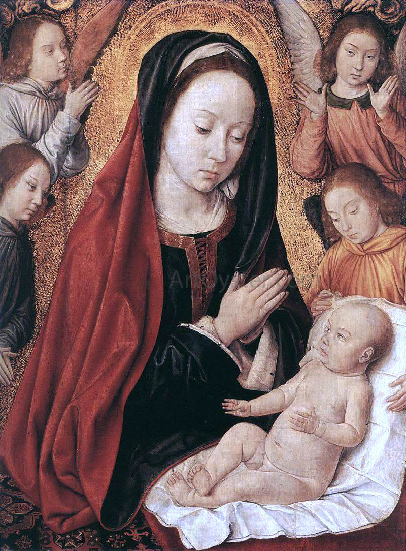  Master of Moulins Madonna and Child Adored by Angels - Hand Painted Oil Painting