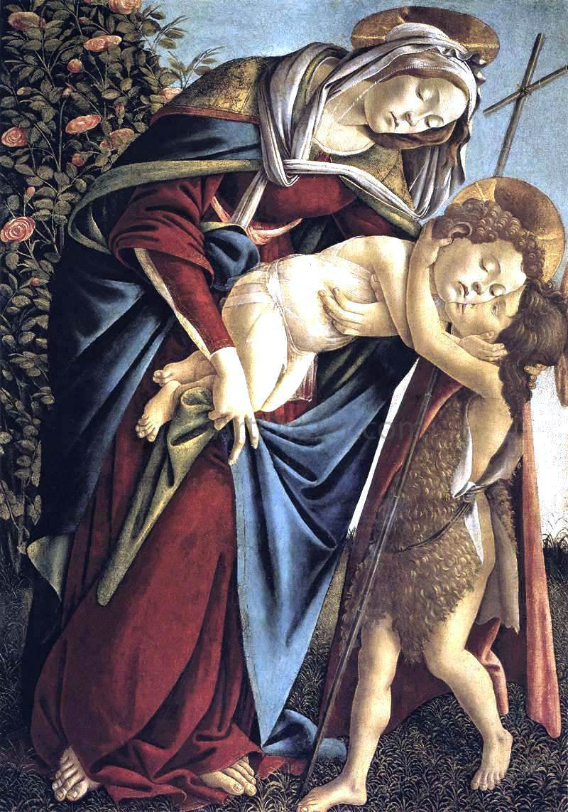  Sandro Botticelli Madonna and Child and the Young St John the Baptist - Hand Painted Oil Painting