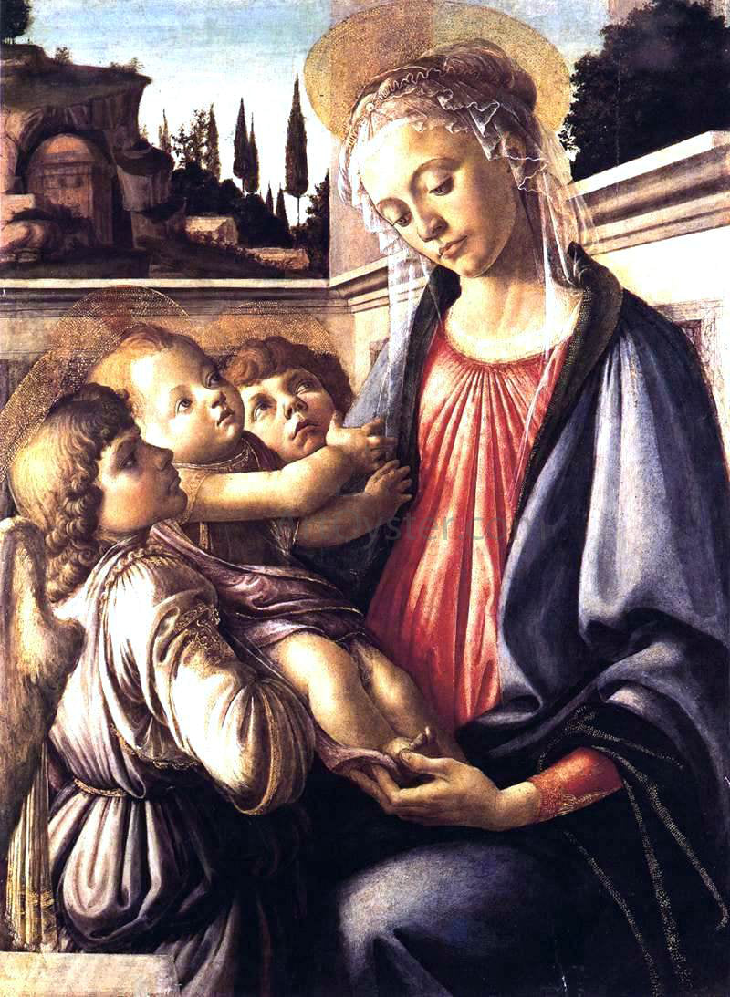  Sandro Botticelli Madonna and Child and Two Angels - Hand Painted Oil Painting