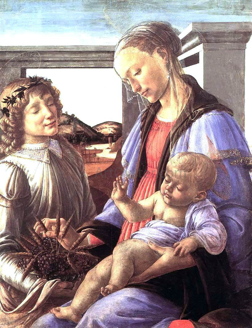  Sandro Botticelli Madonna and Child with an Angel - Hand Painted Oil Painting