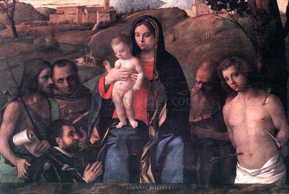  Giovanni Bellini Madonna and Child with Four Saints and Donator - Hand Painted Oil Painting