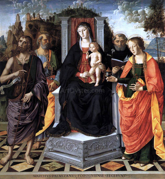  Marco Palmezzano Madonna and Child with Saints - Hand Painted Oil Painting