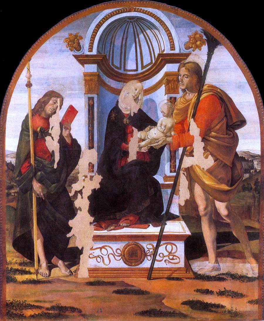  Bartolomeo della Gatta Madonna and Child with Sts James and Christopher - Hand Painted Oil Painting