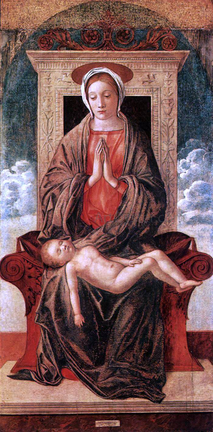  Giovanni Bellini Madonna Enthroned Adoring the Sleeping Child - Hand Painted Oil Painting
