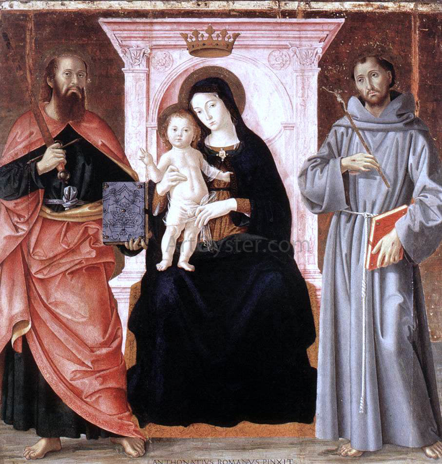  Antoniazzo Romano Madonna Enthroned with the Infant Christ and Saints - Hand Painted Oil Painting