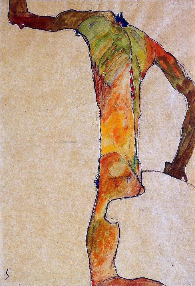  Egon Schiele Male Nude - Hand Painted Oil Painting
