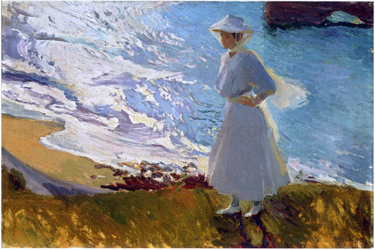  Joaquin Sorolla Y Bastida Maria at the Beach, Biarritz - Hand Painted Oil Painting