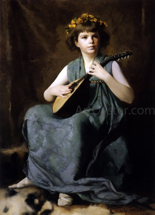  Edmund Tarbell Marion Hiller Fenno at Nine as Mandolinata - Hand Painted Oil Painting