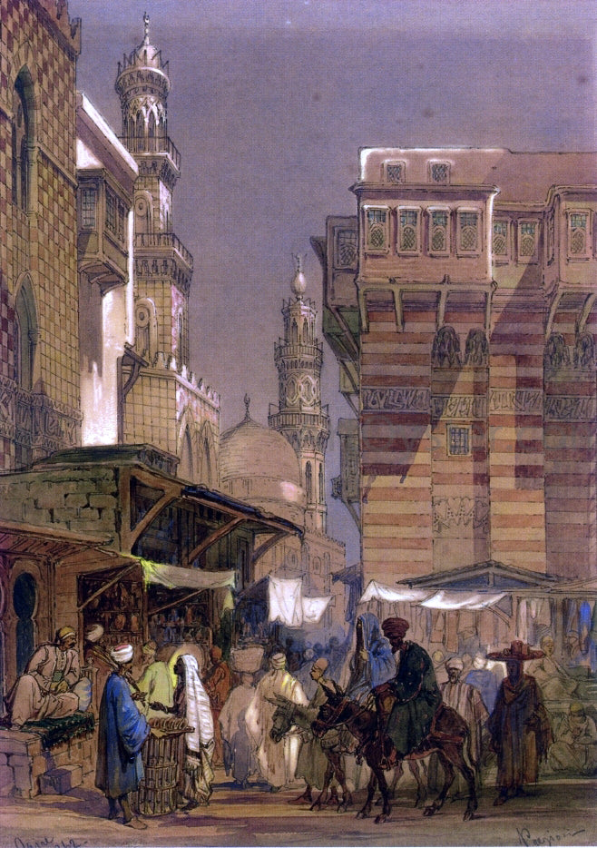  Count Amadeo Preziosi Market Day on the Mu'izz id-Din li-Lah, Old Cairo - Hand Painted Oil Painting