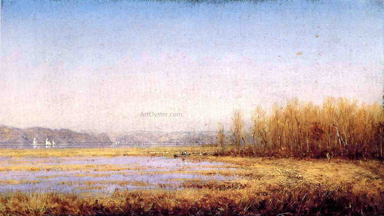  Sanford Robinson Gifford Marshes of the Hudson - Hand Painted Oil Painting