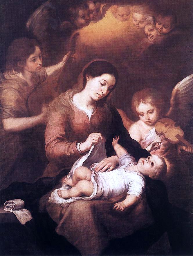  Bartolome Esteban Murillo Mary and Child with Angels Playing Music - Hand Painted Oil Painting