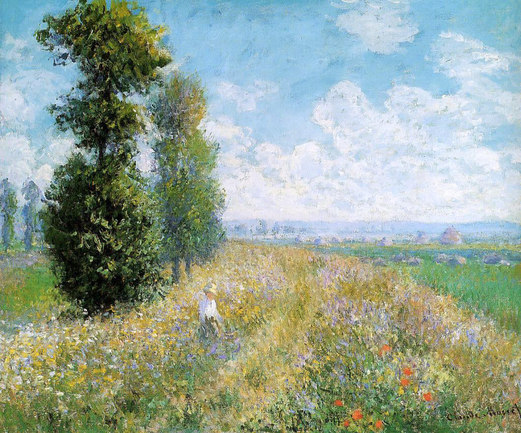  Claude Oscar Monet Meadow with Poplars (also known as Poplars near Argenteuil) - Hand Painted Oil Painting