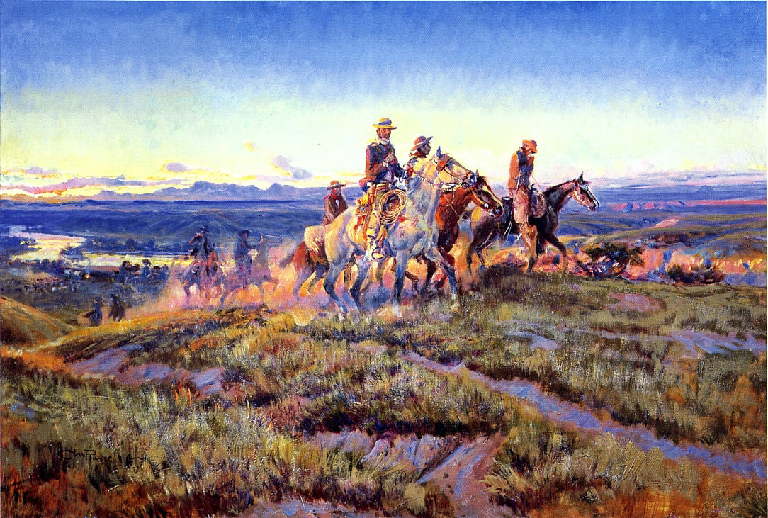  Charles Marion Russell Men of the Open Range - Hand Painted Oil Painting