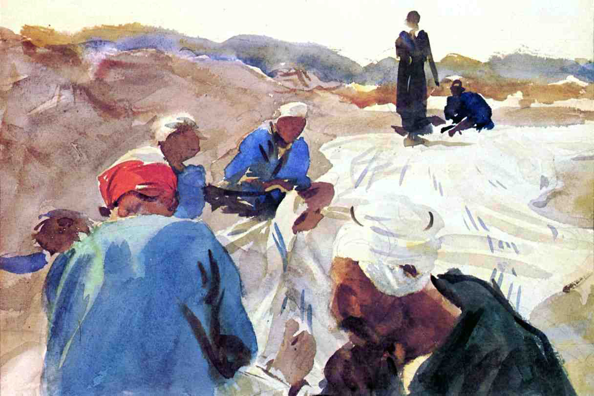  John Singer Sargent Mending a Sail - Hand Painted Oil Painting