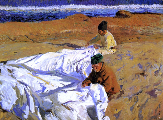  Joaquin Sorolla Y Bastida Mending the Sail - Hand Painted Oil Painting