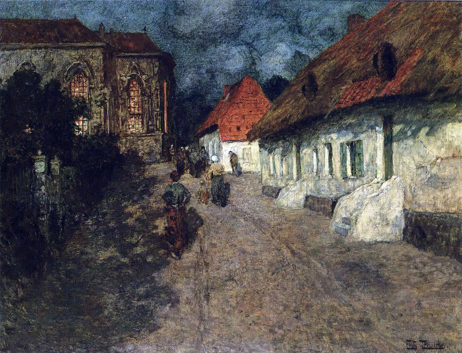  Fritz Thaulow Midnight Mass - Hand Painted Oil Painting