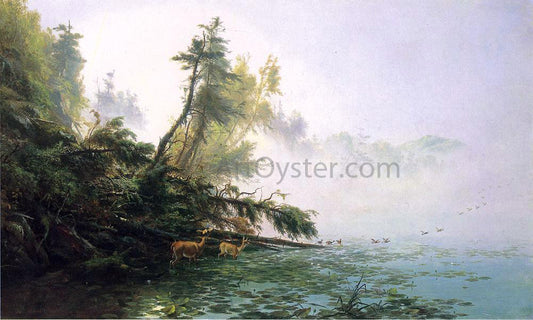  James McDougal Hart Misty Morning on Racket Lake - Hand Painted Oil Painting