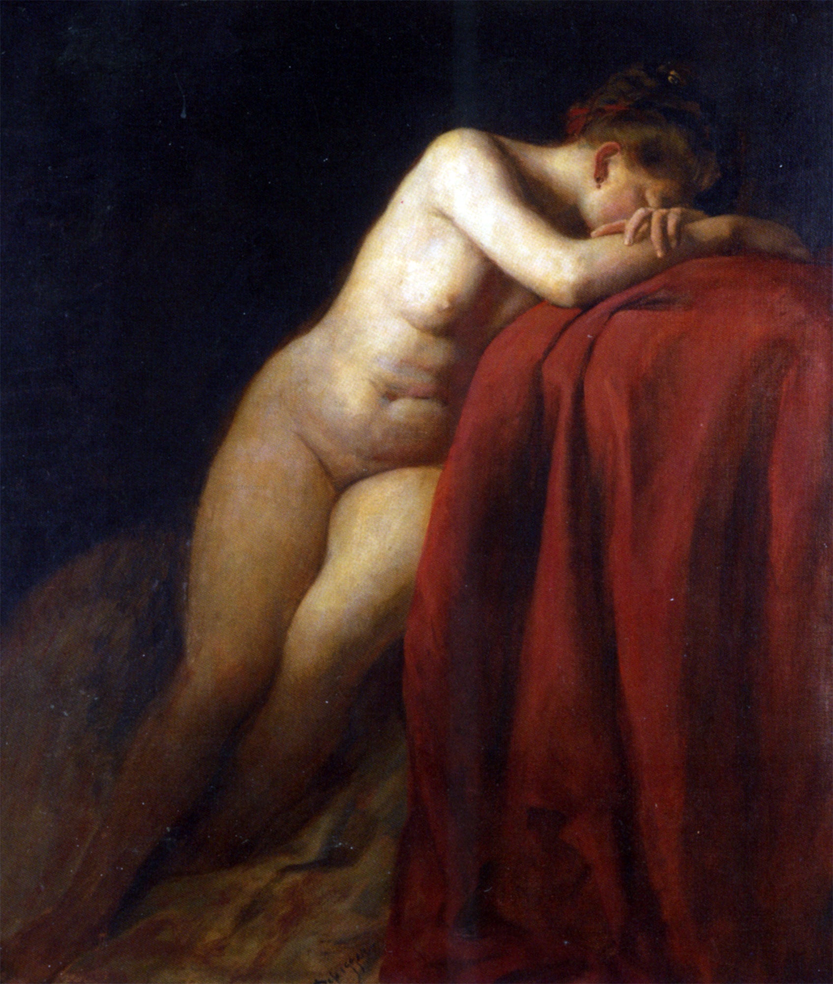  Franz Von Defregger Mit Rotem Thuch - Hand Painted Oil Painting