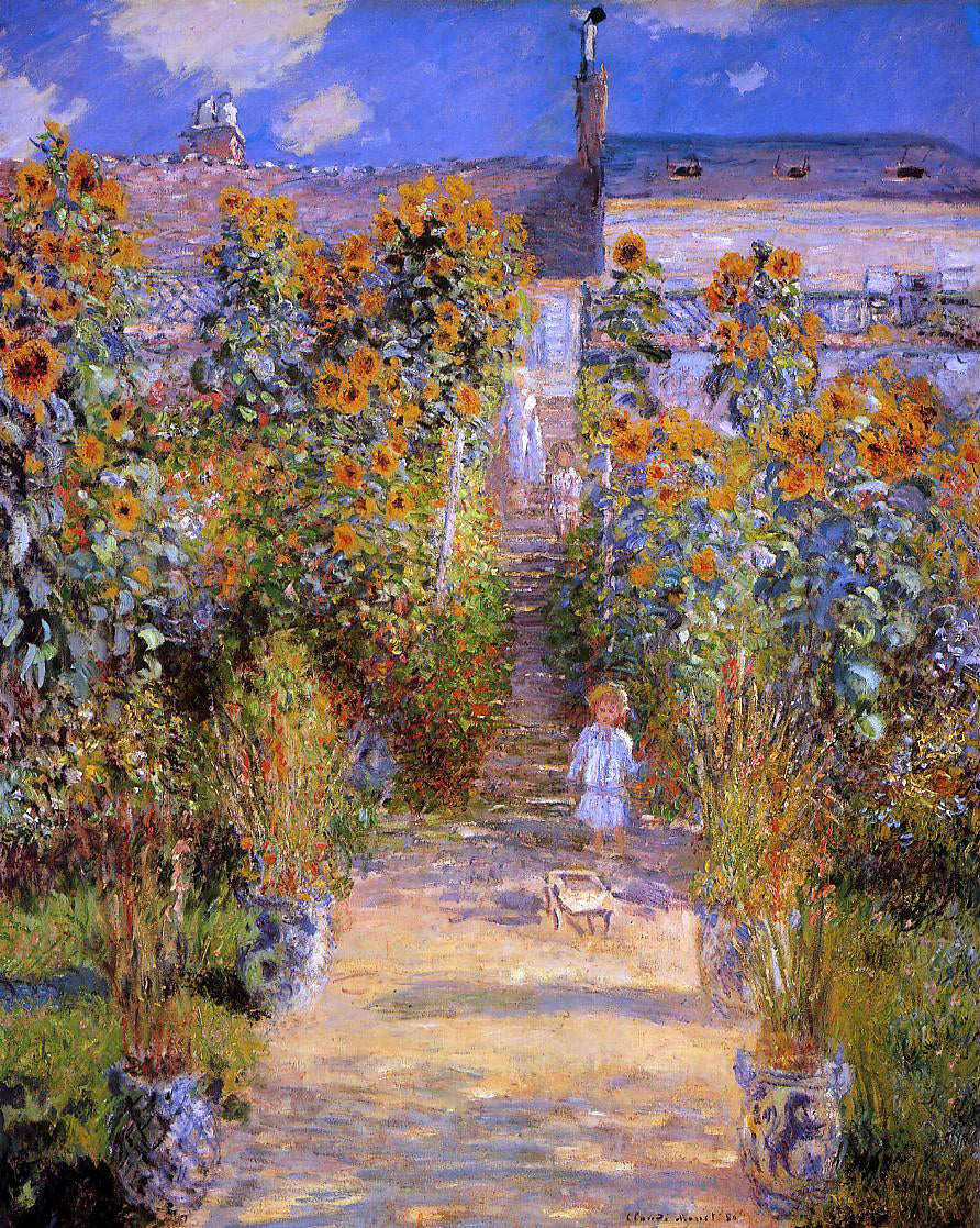  Claude Oscar Monet Monet's Garden at Vetheuil - Hand Painted Oil Painting