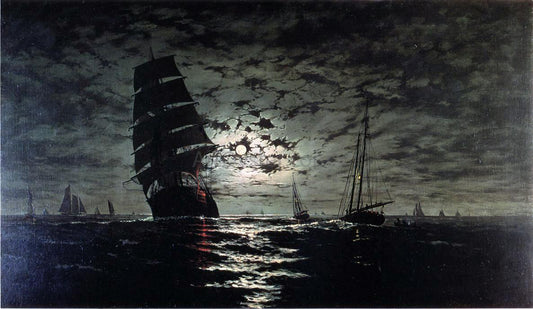  Franklin J Stanwood Moonlight Marine - Hand Painted Oil Painting