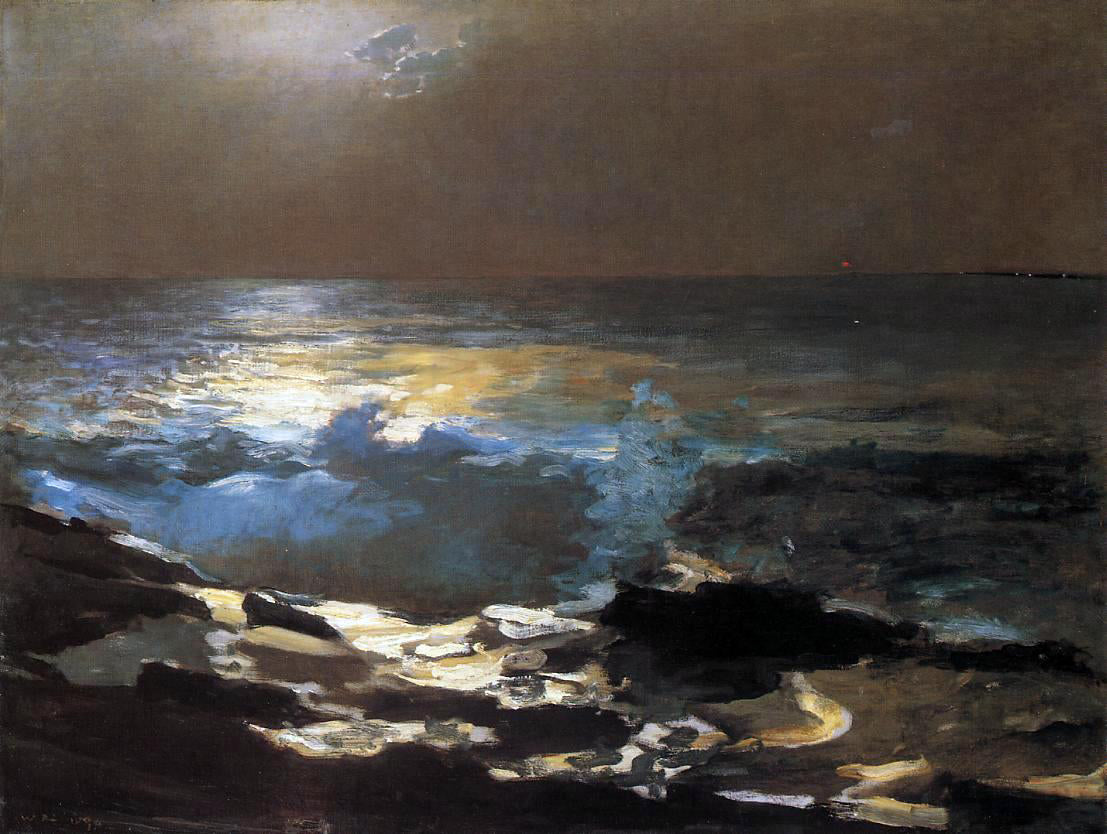  Winslow Homer Moonlight, Wood Island Light - Hand Painted Oil Painting