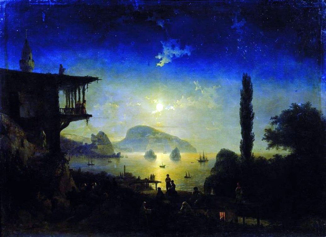  Ivan Constantinovich Aivazovsky Moonlit Night on the Crimea, Gurzuf - Hand Painted Oil Painting