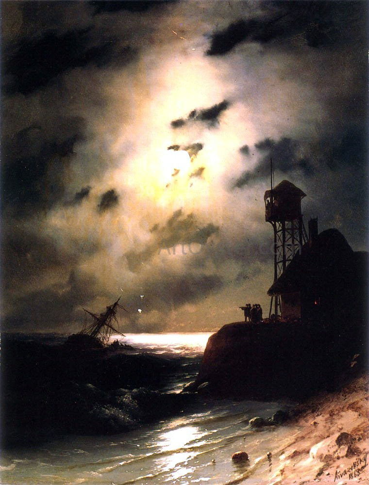  Ivan Constantinovich Aivazovsky Moonlit Seascape With Shipwreck - Hand Painted Oil Painting