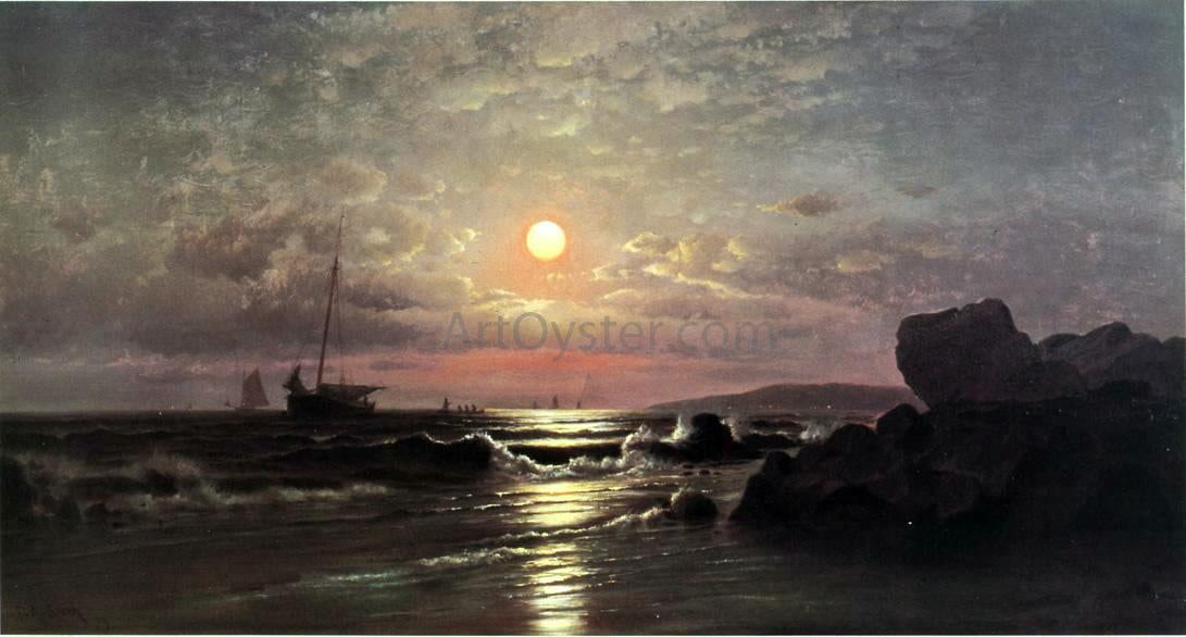  Francis A Silva Moonrise on the New England Coast - Hand Painted Oil Painting