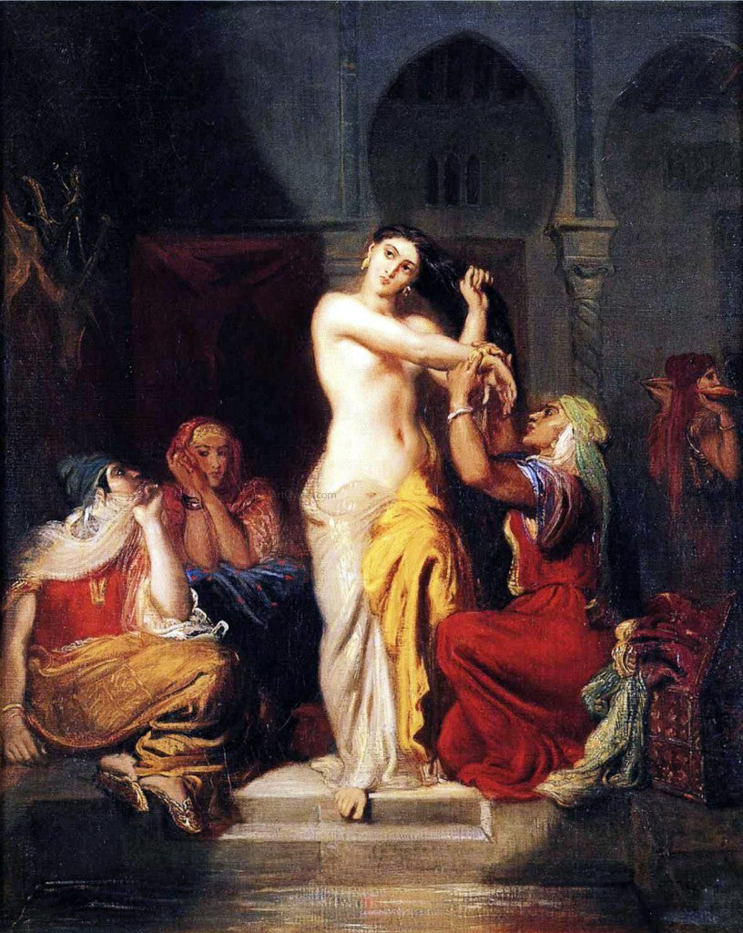  Theodore Chasseriau Moorish Woman Leaving the Bath in the Seraglio - Hand Painted Oil Painting