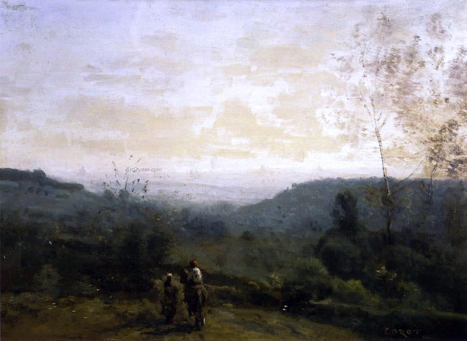  Jean-Baptiste-Camille Corot Morning, Fog Effect - Hand Painted Oil Painting