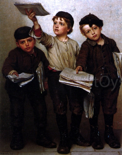 John George Brown Morning Papers - Hand Painted Oil Painting