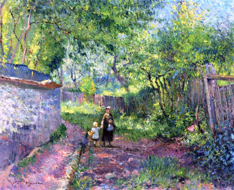  Victor Vignon Mother and Child taking a Walk - Hand Painted Oil Painting