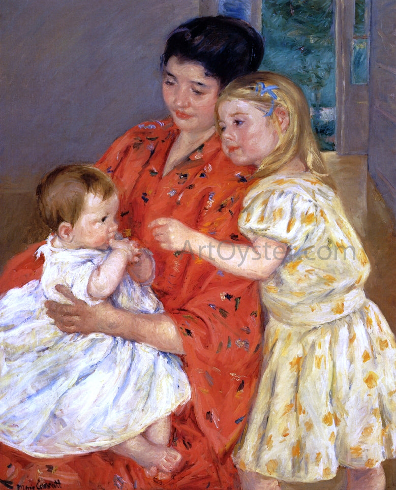  Mary Cassatt Mother and Sara Admiring the Baby - Hand Painted Oil Painting