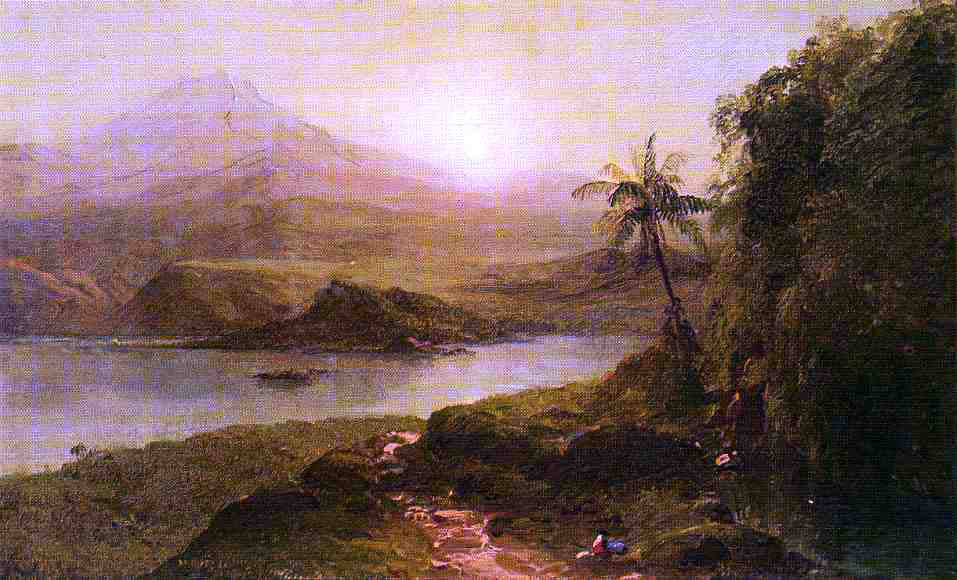 Frederic Edwin Church Mountain Landscape with River, Near Philadelphia - Hand Painted Oil Painting