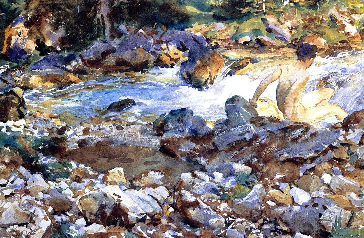  John Singer Sargent Mountain Stream - Hand Painted Oil Painting