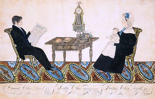  Joseph H Davis Mr. and Mrs. Daniel Otis and Child - Hand Painted Oil Painting