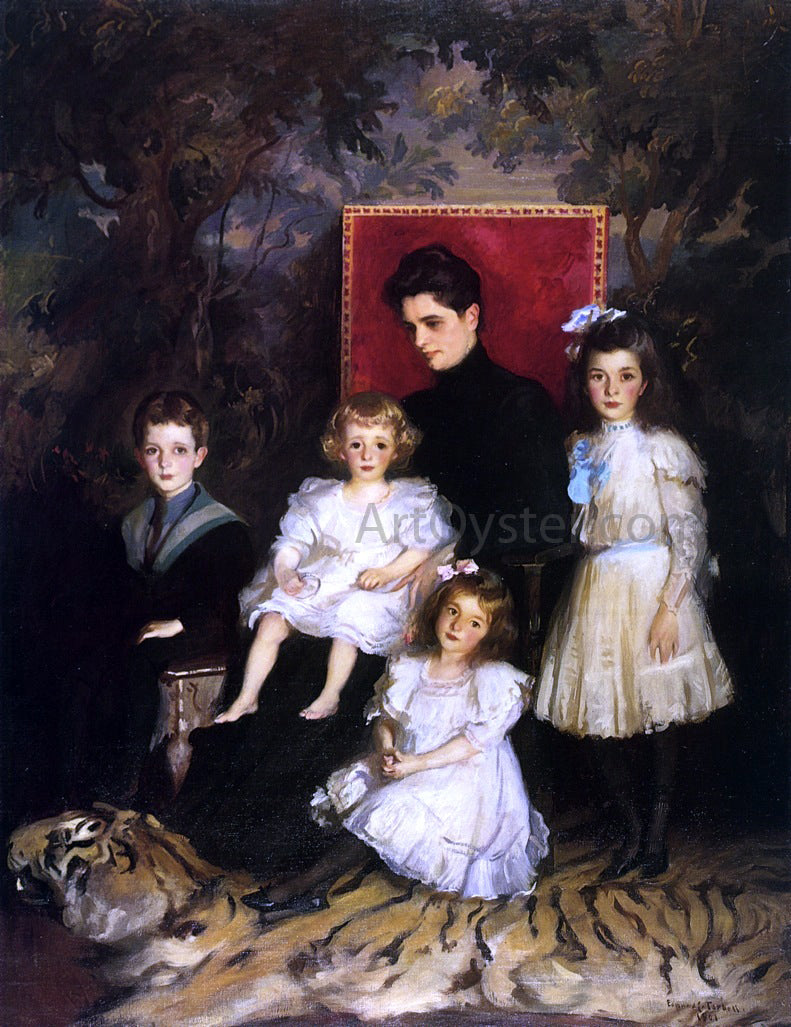  Edmund Tarbell Mrs. Horatio Nelson Slater and Her Children - Hand Painted Oil Painting