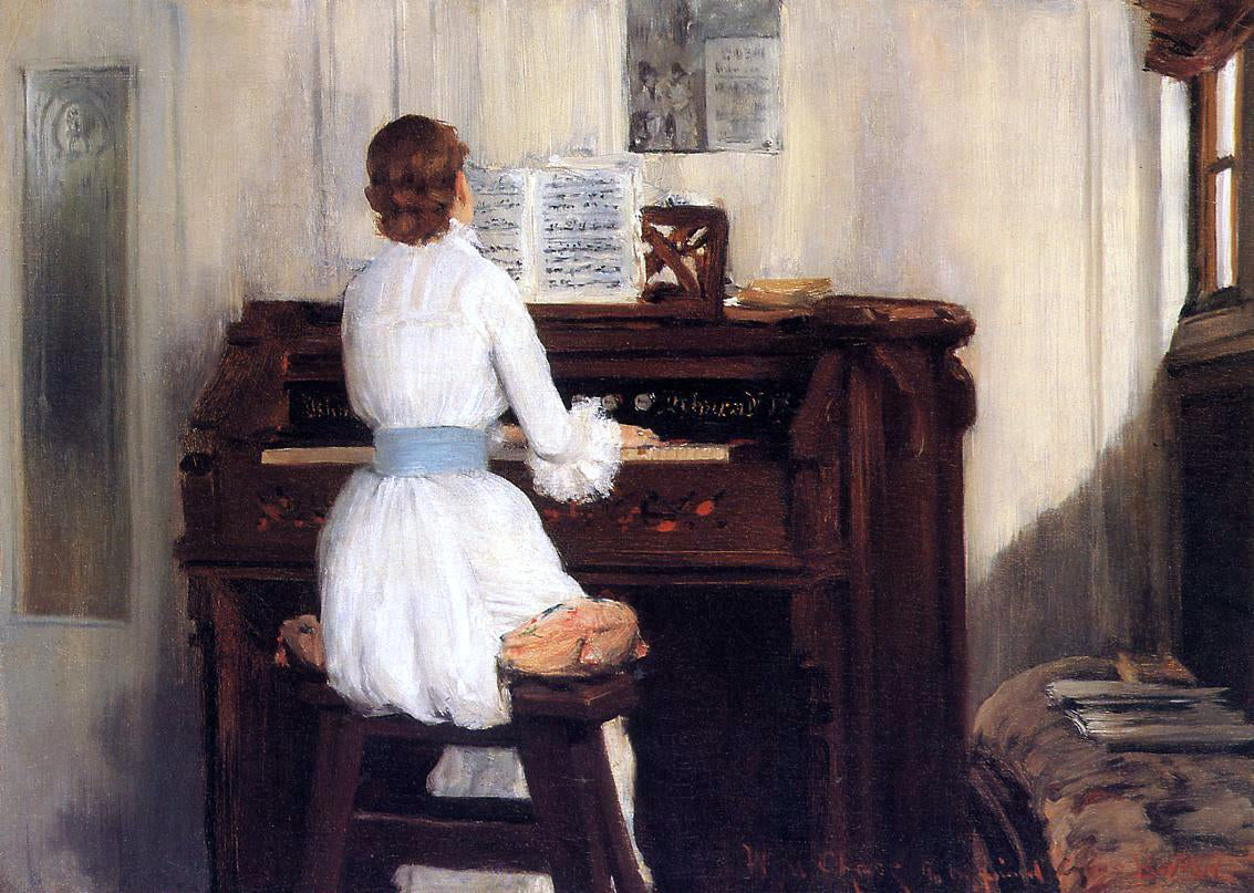  William Merritt Chase Mrs. Meigs at the Piano Organ - Hand Painted Oil Painting