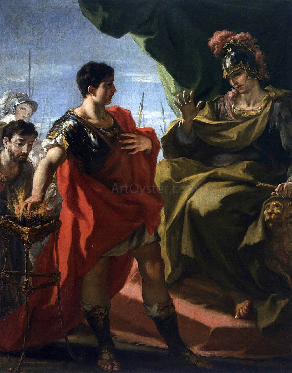  Giovanni Antonio Pellegrini Mucius Scaevola Before Porsenna - Hand Painted Oil Painting