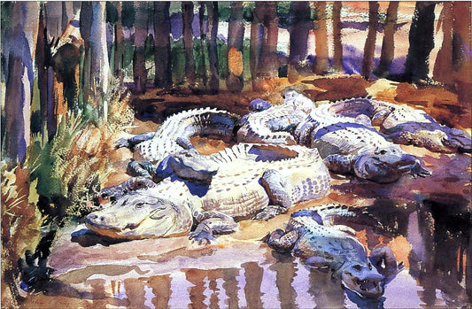  John Singer Sargent Muddy Alligators - Hand Painted Oil Painting