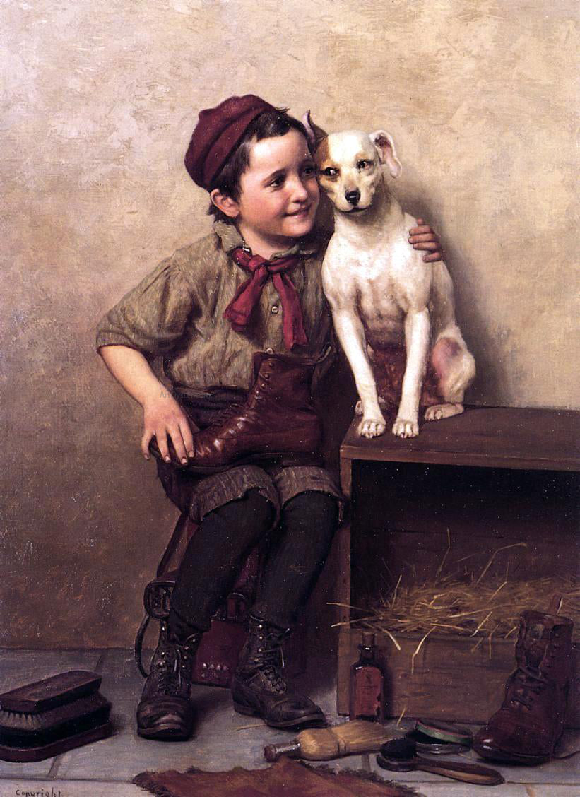  John George Brown My Pardner - Hand Painted Oil Painting