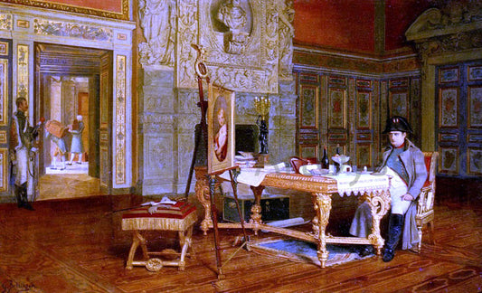  Gustave Bettinger Napoleon Contemplating A Portrait Of The King Of Rome Before His Departure For Elba, 1814 - Hand Painted Oil Painting