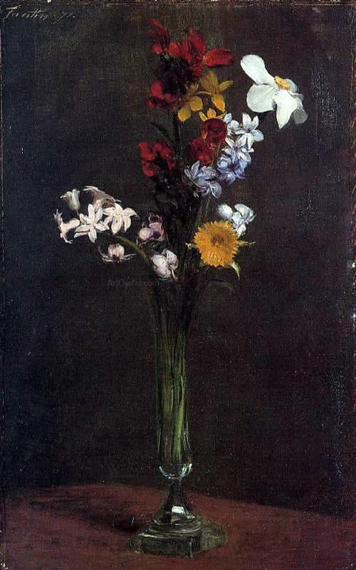  Henri Fantin-Latour Narcisses, Hyacinths and Nasturtiums - Hand Painted Oil Painting