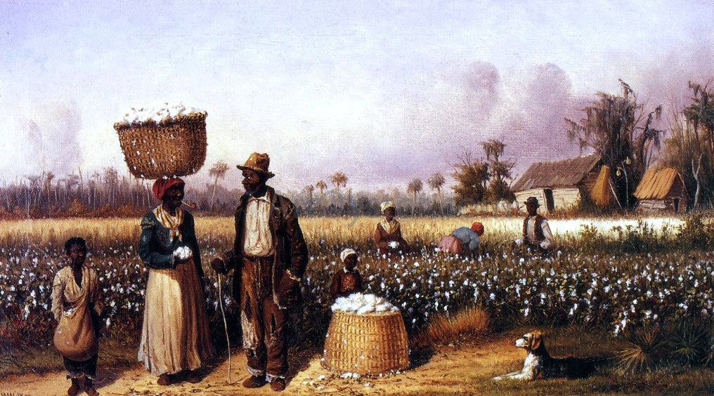  William Aiken Walker Negro Workers in Cotton Field with Dog - Hand Painted Oil Painting